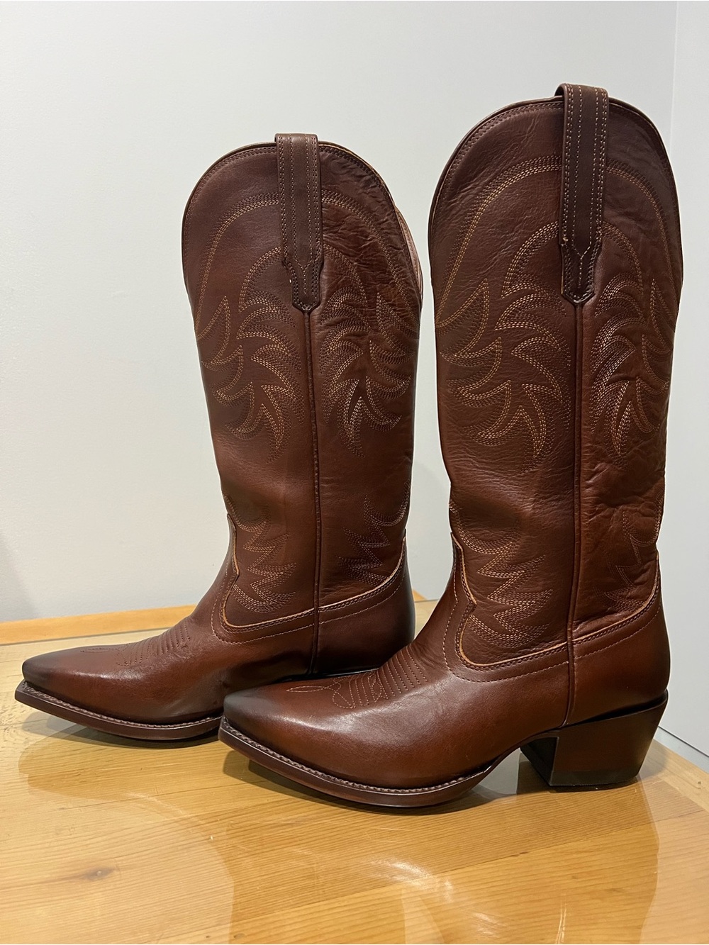 Tecovas Annie Sequoia Embroidered Western Heeled Boots Brown US 9.5